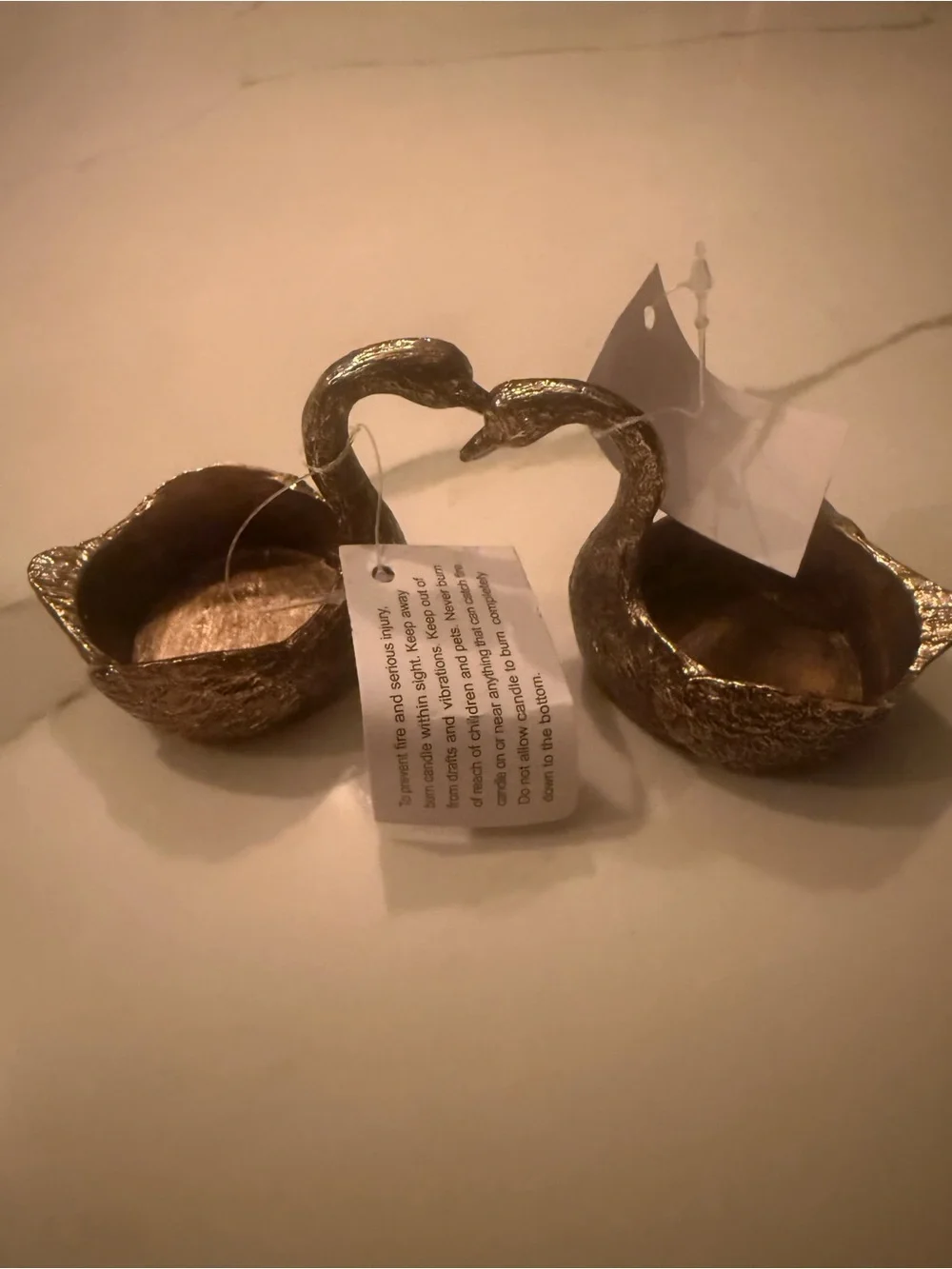 Gold Swan Decorative Votive Candle Holder Set - Elegant Table Accent